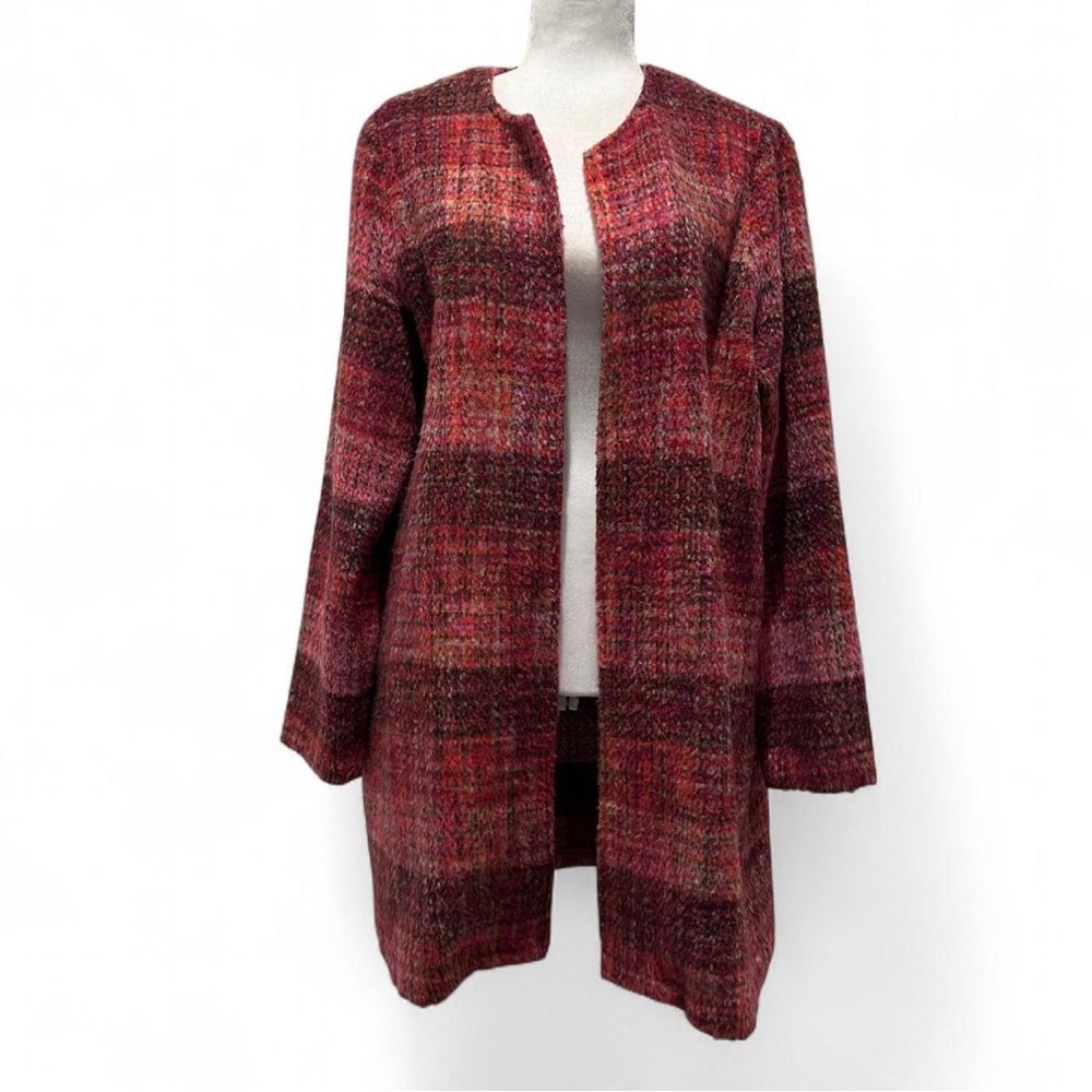 Christian Siriano Multicolor Plaid Cardigan Coat M